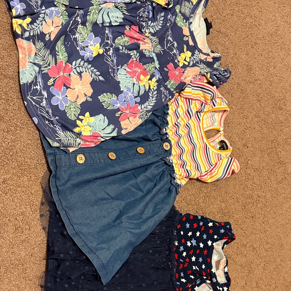 Floral and Striped Baby Dresses 3t